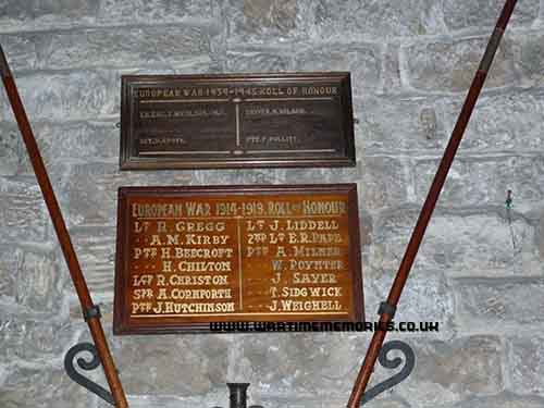 James Weighell commemorated on a plaque in St Peter's Church, Osmotherley